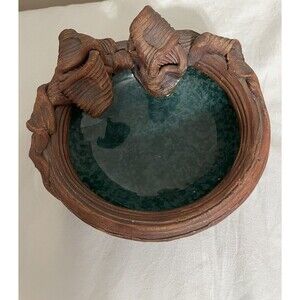 Terra Firma Vintage 1996 Signed Bluegreen Handmade Earthenware Pottery Bowl